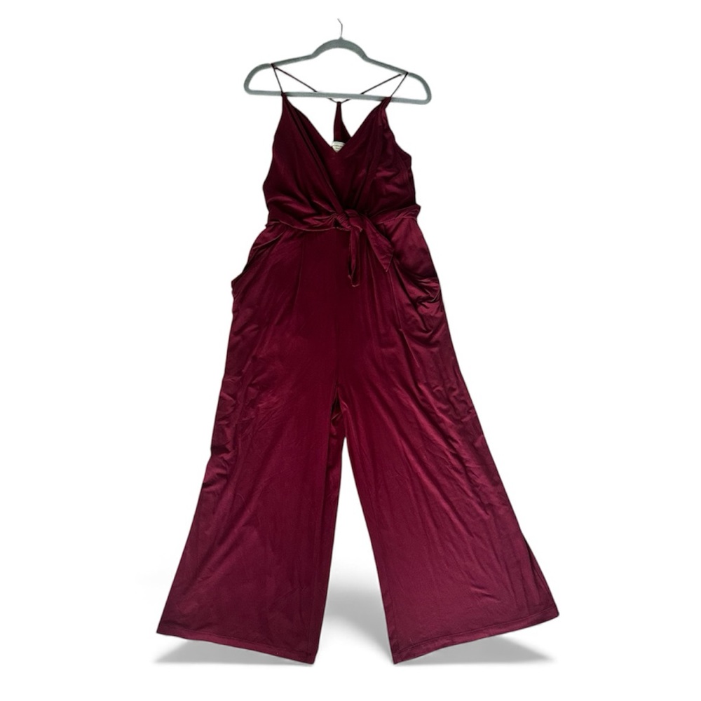 Anthropologie Moulinette Soeurs Willa Burgundy Sleeveless wide leg Jumpsuit